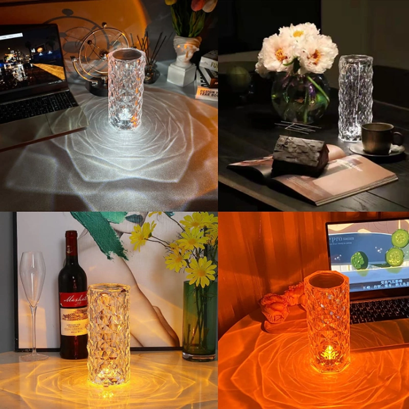 Crystal Lights Touching Control Rose Crystal Lamp USB16 RGB Color Changing Diamond Table Lamp LED Night Light
