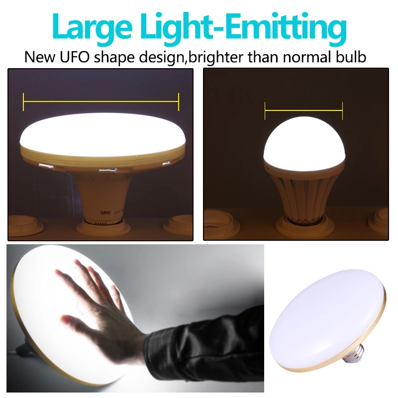 New Product Indoor Plastic 10W 15W 20W 30W 40W E27 B22 AC DC LED Bulb Gold UFO Lamp, Indoor Energy-Saving UFO Ball Bulb