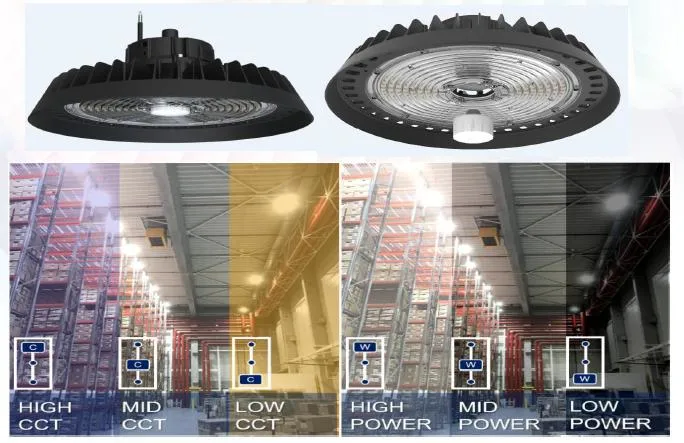 Power Swith CCT Change UFO LED High Bay Light 210lm/W 200W300W 400W 500W 600W High-MID-Low