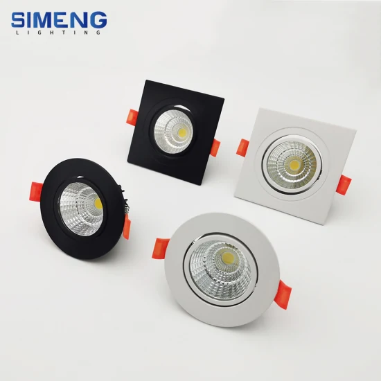 55mm Cut out Smart Bathroom Bedroom Square Round LED Indoor Commercial Lighting Panel Recessed Downlight Ceiling Recessed COB Spotlight Spot Down Light
